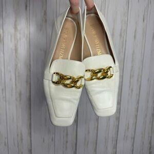 Stuart Weitzman Cream Loafers with Gold details 7